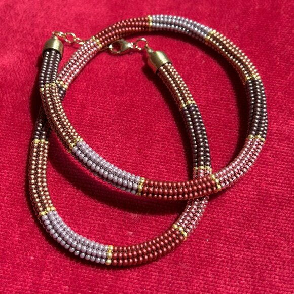 Handwoven Necklace, Beaded Necklace, Rope Necklace, Herringbone Necklace - Picture 6 of 8